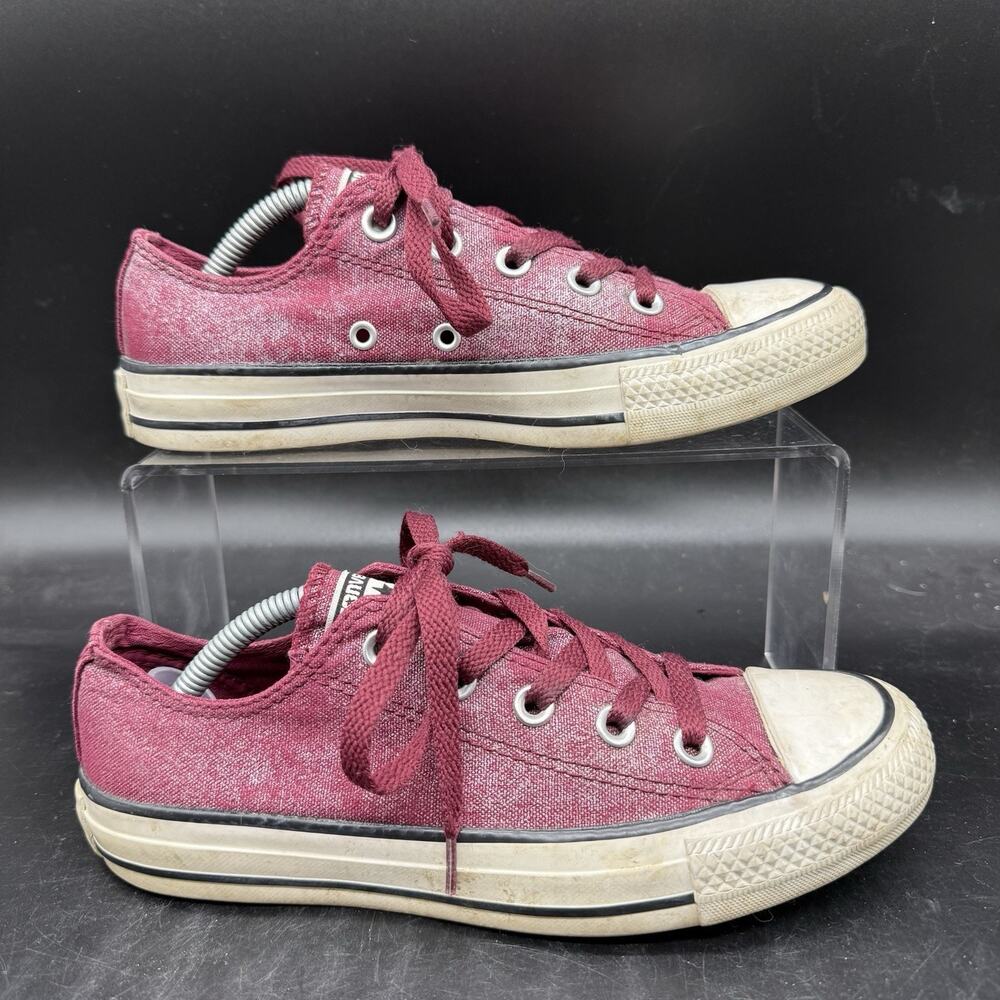 Converse Chuck Taylor All Star Maroon Shimmer Low Top Sneaker Womens Size 6